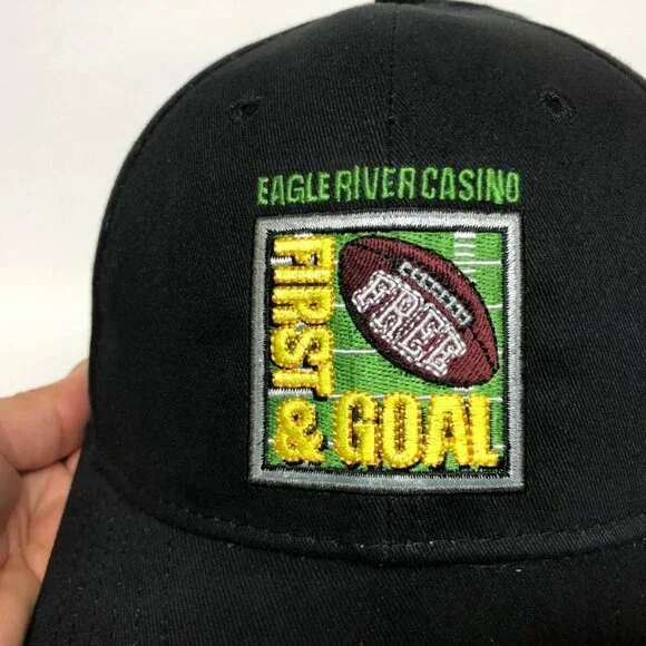 Eagle River Casino First & Goal Baseball Hat Black Cap Strap Cotton Advertising - Picture 4 of 6